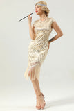 Gold Sequin Fringe Flapper 1920s Dress(Does not contain cape)