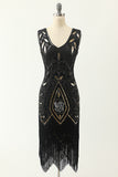 Sequins V-neck Glitter Fringe 1920s Dress