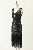 Sequins V-neck Glitter Fringe 1920s Dress