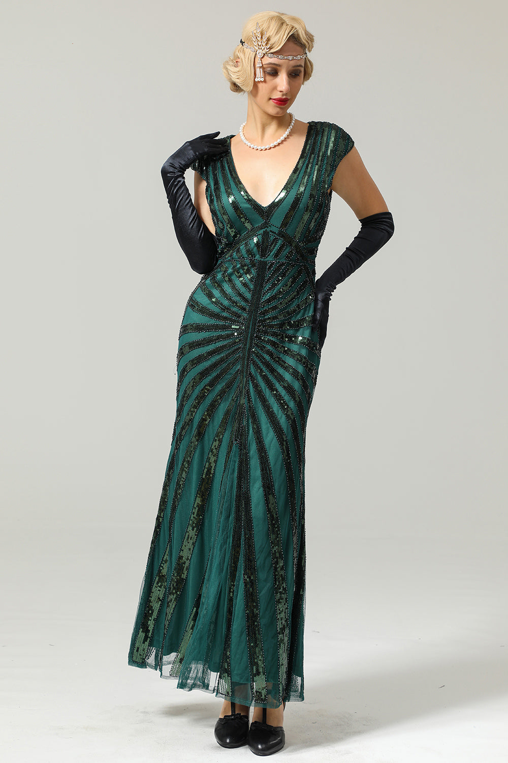 Green Mermaid 1920s Sequined Flapper Dress