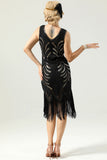 Women 1920s Fringe Gold Sequin Dress