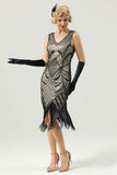 Women 1920s Fringe Gold Sequin Dress