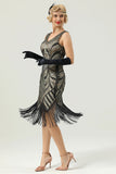 Women 1920s Fringe Gold Sequin Dress