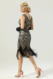 Women 1920s Fringe Gold Sequin Dress