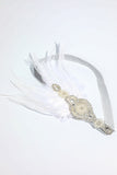 Blush 1920s Beaded Sequin Headband with Feather