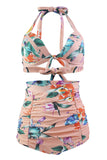 Print Halter High Waist Bikini Swimwear