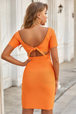 Sexy V Neck Orange Homecoming Dress
