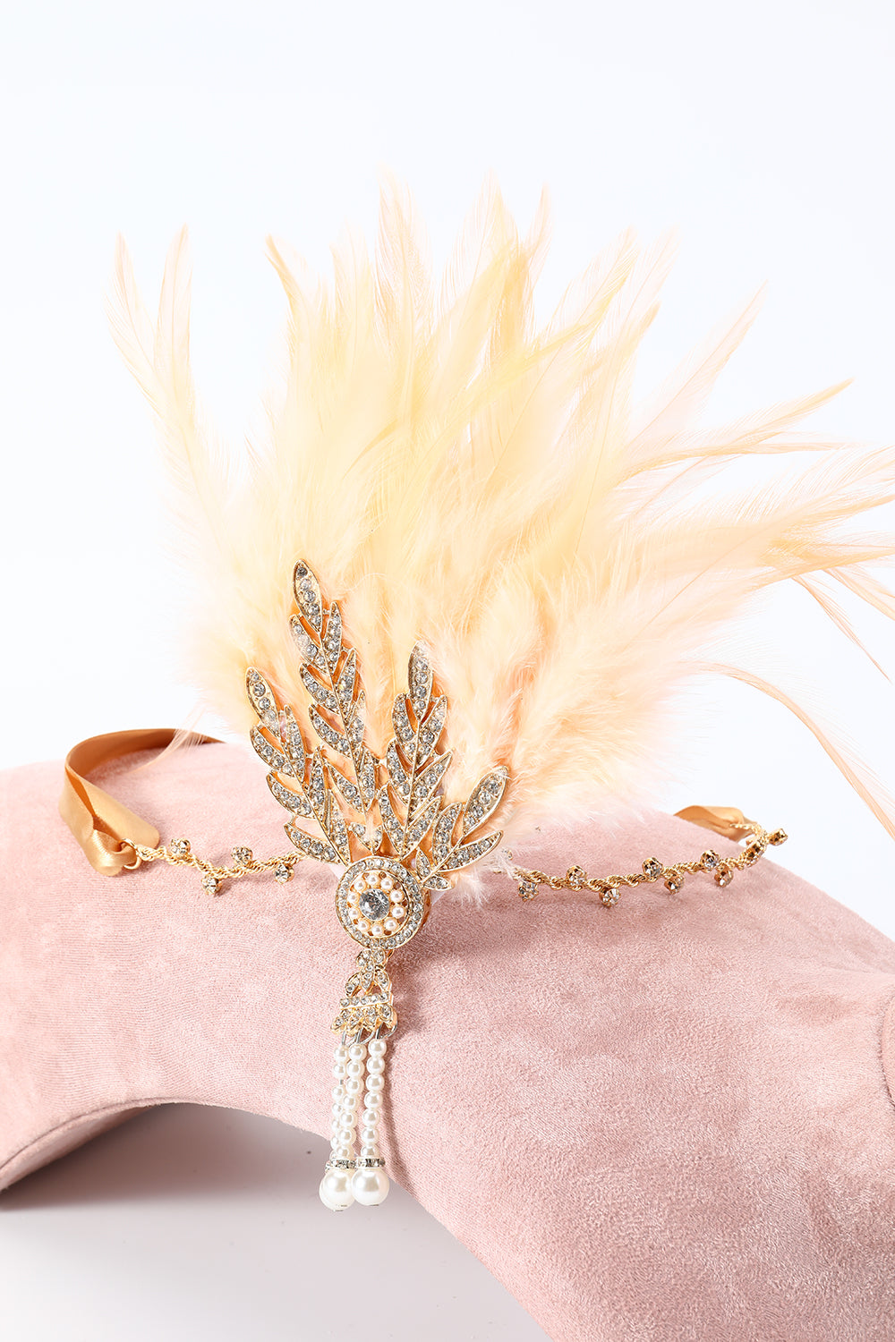 Black 1920s Feather Headband