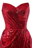 Red Mermaid Sequin Prom Dress