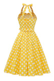 Halter Blue Polka Dots 1950s Dress