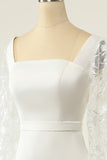 White Mermaid Long Sleeves Wedding Dress