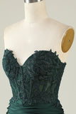 Strapless Dark Green Short Cocktail Dress with Beading