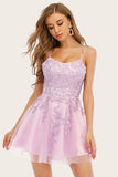 Pink Spaghetti Straps Homecoming Dress