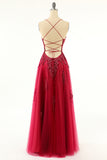 Lavender Tulle Long Prom Dress with Lace