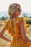 Yellow Batwing Sleeves Summer Dress