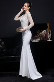 White Applique Mermaid Prom Dress