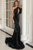 One Shoulder Sequins Mermaid Prom Dress