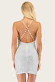 Silver Sequin Bodycon Cocktail Dress