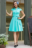 Solid Lapel 1950s Swing Dress