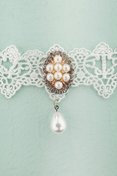 Vintage Beaded Pearl Lace Choker Necklace – ZAPAKA