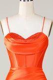 Sparkly Orange Beaded Corset Tight Short Homecoming Dress