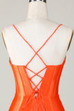 Sparkly Orange Beaded Corset Tight Short Homecoming Dress