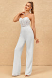 Sweetheart Ivory Wedding Jumpsuits with Lace