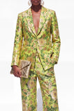 Blue 2 Piece Notch Lapel One Button Women Suits