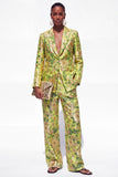 Blue 2 Piece Notch Lapel One Button Women Suits