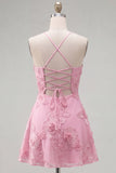 Butter Yellow A-Line Floral Embroidery Short Homecoming Dress with Lace Up Back