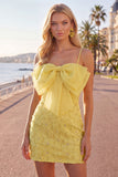 Pink Bodycon Spaghetti Straps Beaded Floral Homecoming Dress with Bow