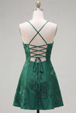 Butter Yellow A-Line Floral Embroidery Short Homecoming Dress with Lace Up Back