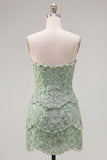 Pearl Floral Sweetheart Pink Bodycon Short Homecoming Dress with Beading