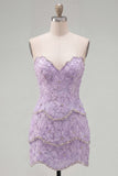 Pearl Floral Sweetheart Pink Bodycon Short Homecoming Dress with Beading