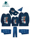 ZAPAKA Dark Blue Christmas Printed Christmas Family Matching Pajamas