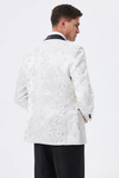 Sparkly White Floral Embroidered Shawl Lapel Men's Blazer