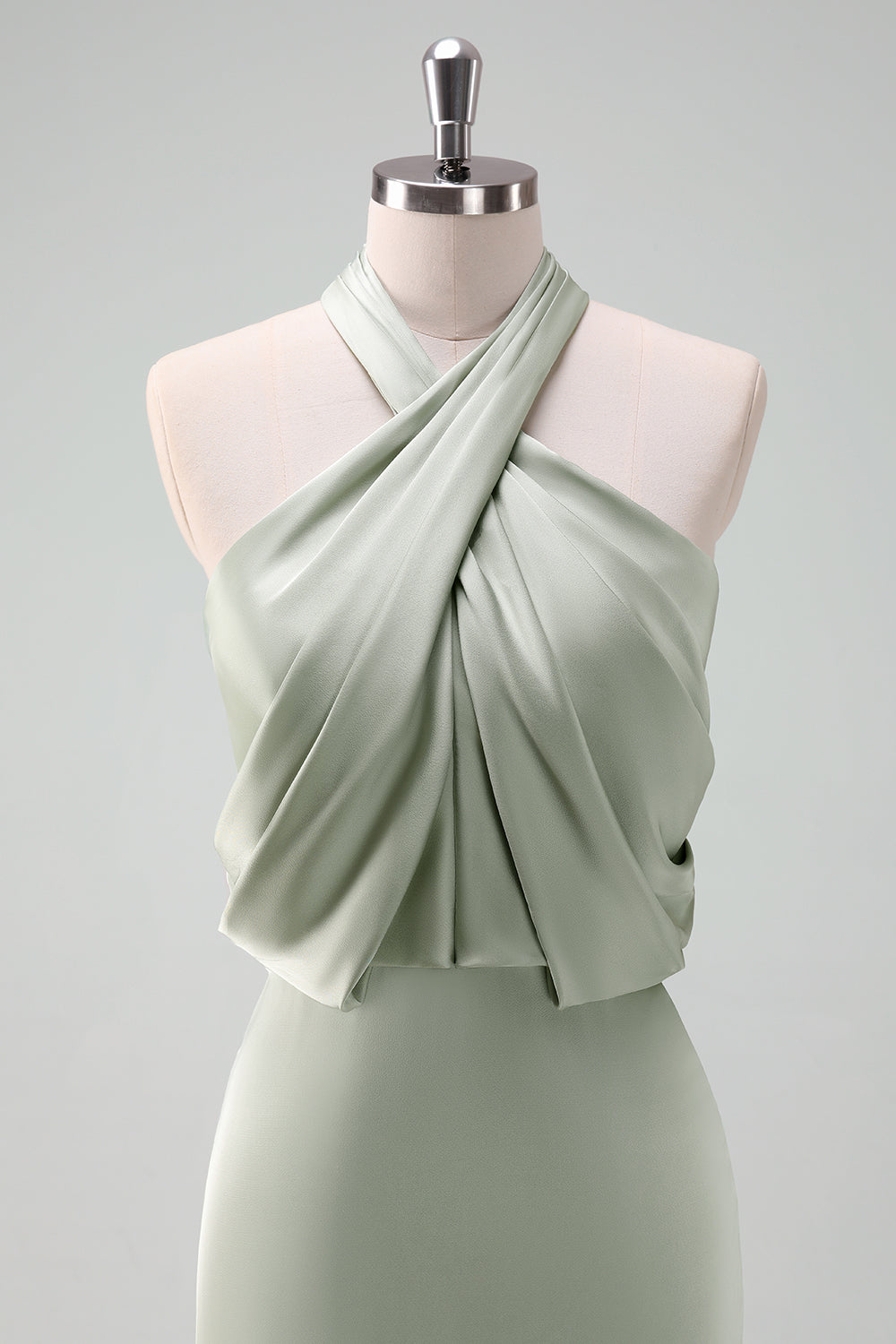 Zapaka Women Dusty Sage Bridesmaid Dress Halter Neck Satin Sheath Long Wedding Guest Dress, Satin color / US24W Zapaka Women Dusty Sage Bridesmaid Dress Halter Neck Satin Sheath Long Wedding Guest Dress, Satin color / US24W
