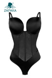 ZAPAKA Black Corset Tummy Control Butt Lifting Bodysuit Shapewear