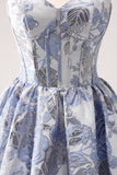 Blue Corset A Line Sweetheart Homecoming Dress