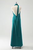 Peacock Sheath V-Neck Backless Wedding Guest Dress with Slit