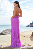 Halter Tahiti Mermaid Chiffon Bridesmaid Dress with Ruffles