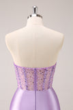 Sparkly Beading Lilac Corset Short Tight Homecoming Dress