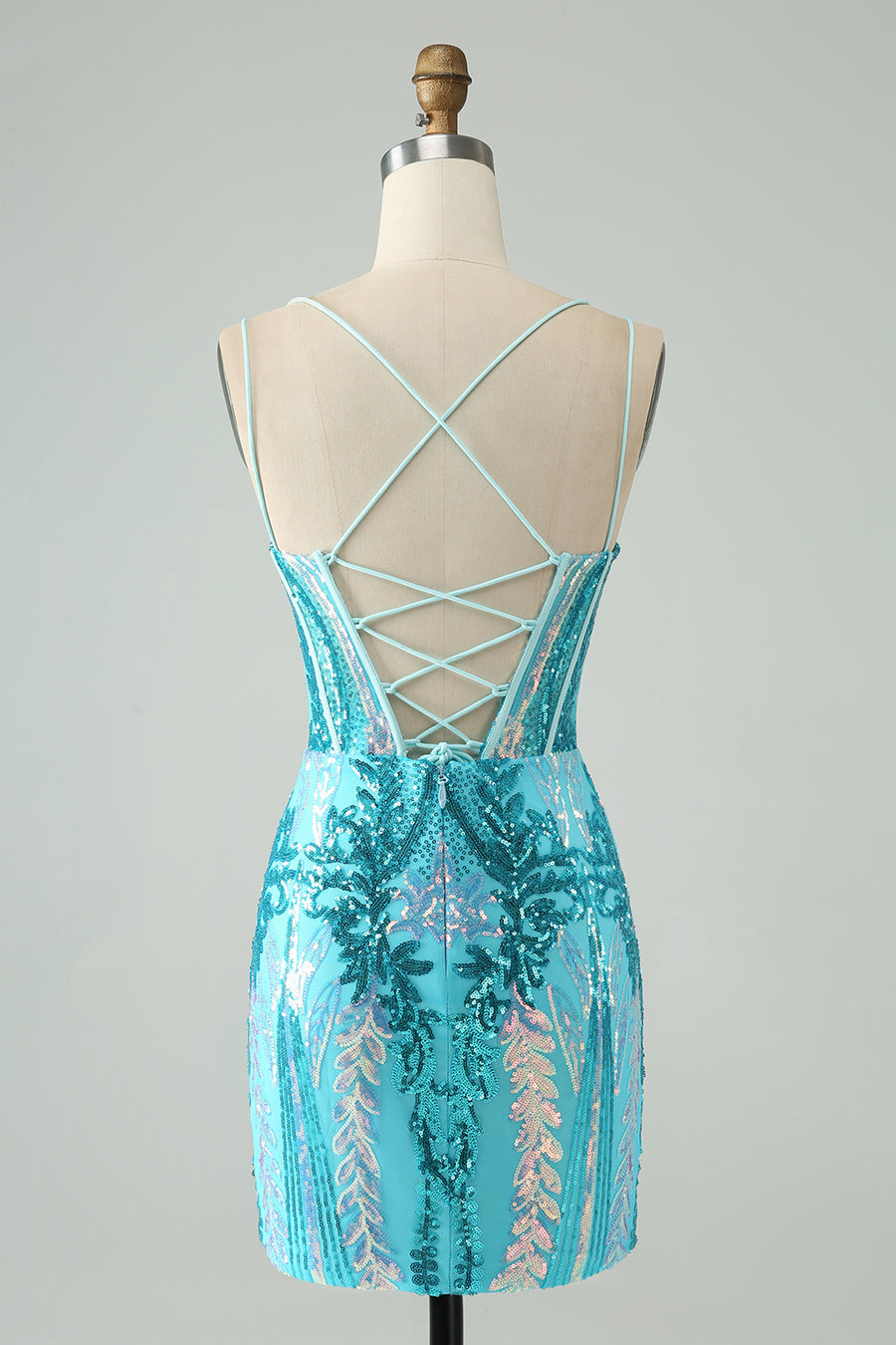 sachin and babi light blue dress Satin A Line Spaghetti Straps Short Homecoming Dress PH369