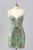 green corset mini homecoming dress