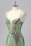 Sparkly Dark Purple Spaghetti Straps Corset Short Unique Homecoming Dress with Sequins