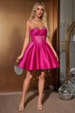 Cute A Line Sweetheart Corset Fuchsia Homecoming Dress with Beading