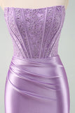 Sparkly Purple Strapless Bodycon Short Homecoming Dress