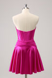 Fuchsia A-Line Sweetheart Corset Short Homecoming Dress