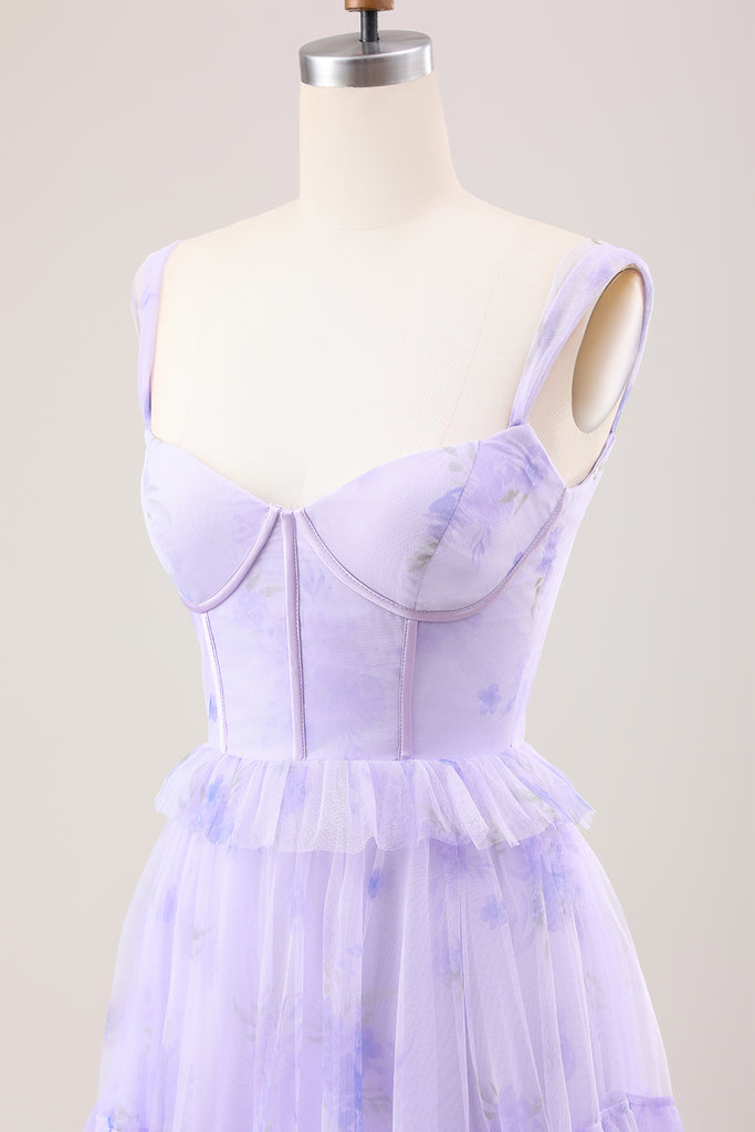 Double Spaghetti Straps Floor-length Bridesmaid Dresses Lavender