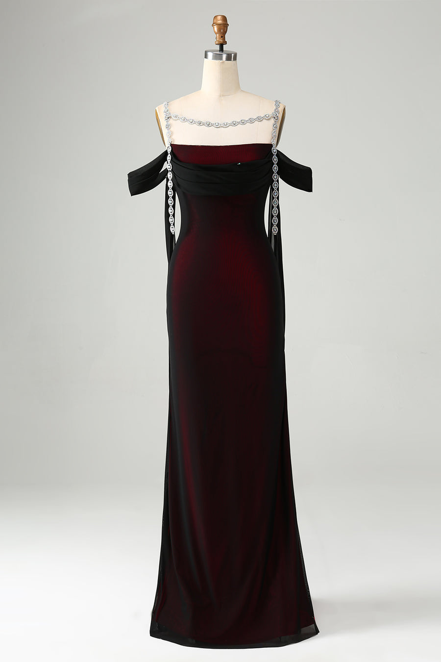 bridesmaid dresses in red and black Black and Dark Red Wedding Dress with Cape